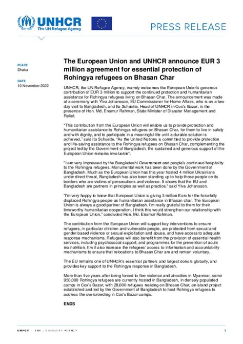 Document Press Release English The European Union And Unhcr