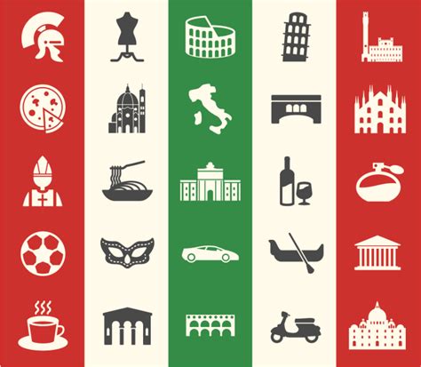 Set of Italian symbols city sticker - TenStickers