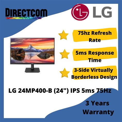 LG 24MP400 B 24 AMD FreeSync IPS FHD 75Hz Virtually Borderless