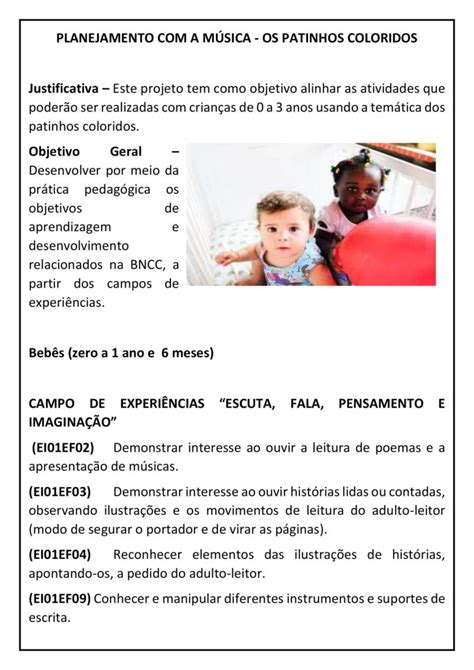 ED INFANTIL PLANO DE AULA E ATIVIDADES ALINHADAS A BNCC Os