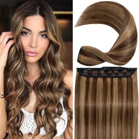 Clip In Human Hair Extensions One Piece 5 Clips 3 4 Full Head Thicker Standard Weft