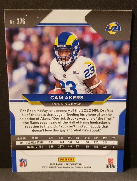 2020 Panini Prizm Cam Akers Rookie 376 Los Angeles Rams RC EBay