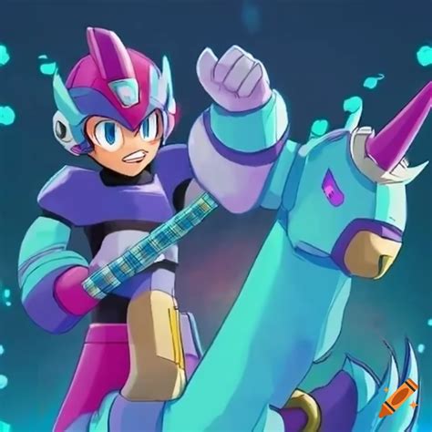 Mega Man X Riding A Unicorn On Craiyon