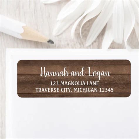 Rustic Wood Wedding Address Label | Zazzle