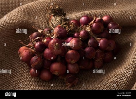 Shallots Still Life Sack Background Onion Bulb Season Herb Vegetable