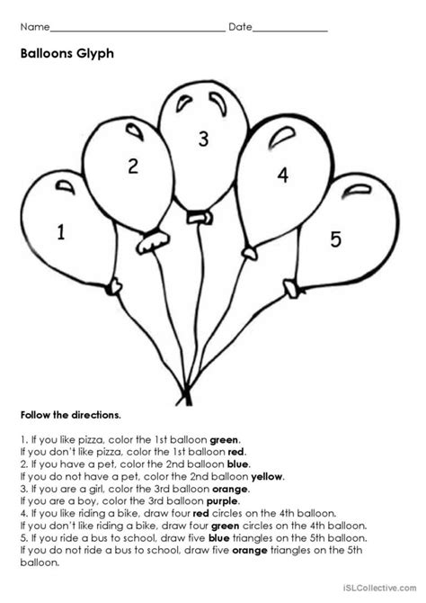 Color The Ballons English ESL Worksheets Pdf Doc