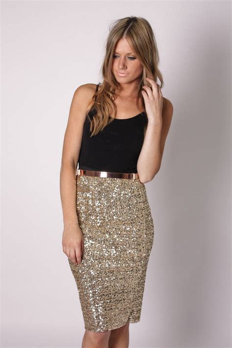 Time Goes By Gold Sequin Skirt Looks Moda Vestidos