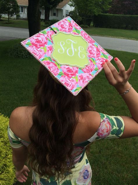 Lilly Pulitzer Monogram Pearl Grad Cap Diy Graduation Cap Graduation Cap Decoration