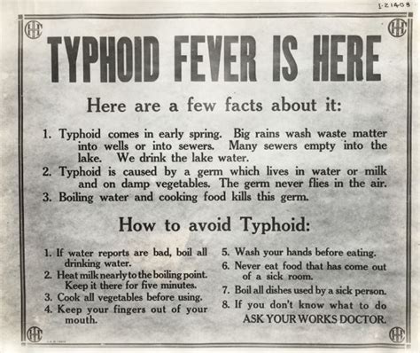 Industrial Health Poster Typhoid Fever Poster Wisconsin Historical