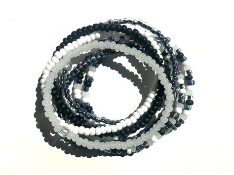 Black And White Bracelets Beaded Bracelet Set Stretch Etsy