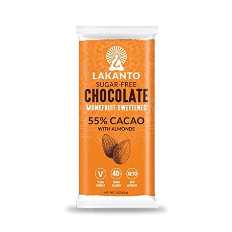 Lakanto Sugar Free Chocolate Bars Dark Cacao Keto Almond Ounce