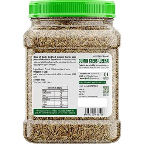 Buy Bliss Of Earth Certified Organic Cumin Seed Jeera Online