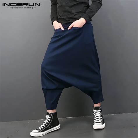 Incerun 5xl Mens Harem Pants Casual Drop Crotch Hip Hop Trousers Baggy