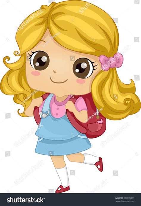 Illustration Featuring A Girl Carrying A Backpack Cartoon Clip Art