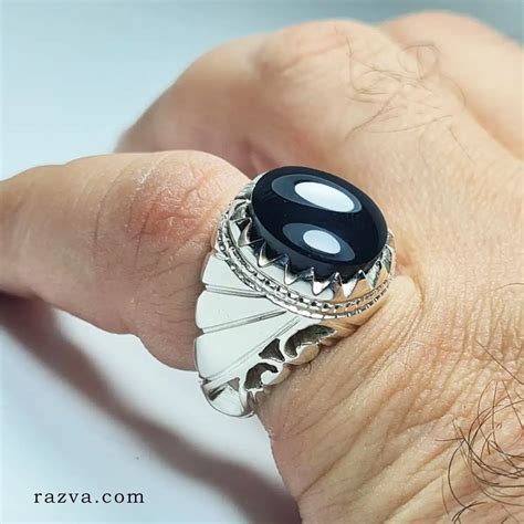 Bague Agate Noire Homme En Argent Pas Cher Razva