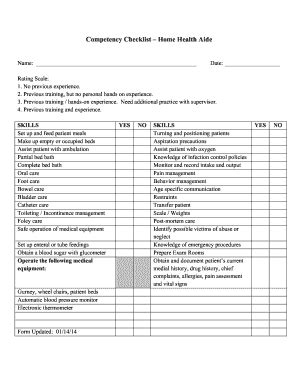 Home Health Aide Competency Checklist Fill And Sign