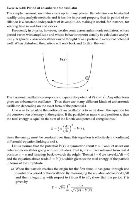 Exercise 5 10 Period Of An Anharmonic Oscillator The Chegg