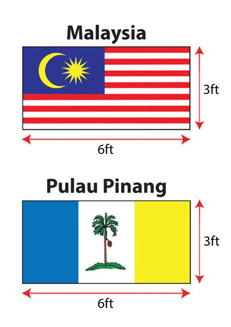 X X X Bendera Flag Malaysia Pulau Pinang Polyester Pack Pcs