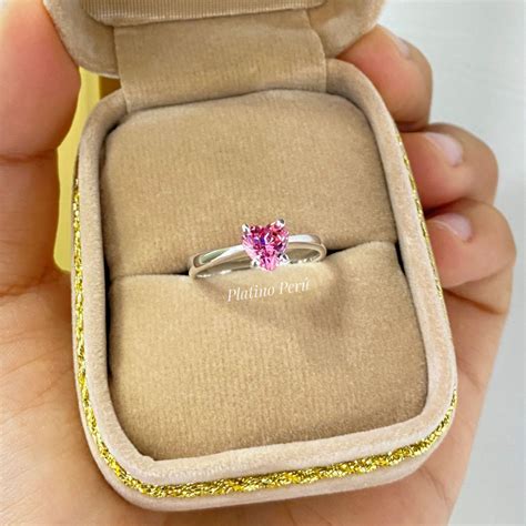 Anillo Compromiso De Plata Fleur Heart Ros Platino Per Joyer A