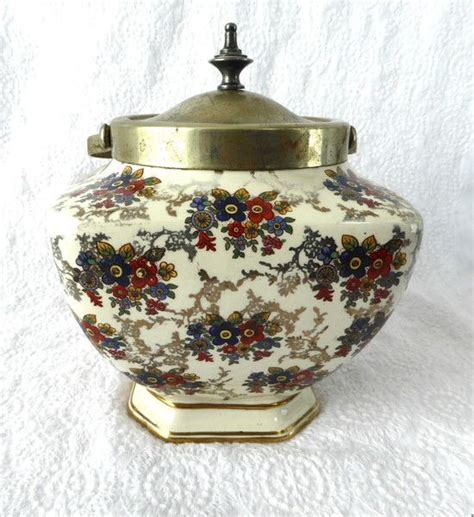 Vintage English Chintz Biscuit Barrel 1930s Cookie Jar Floral Lancaster