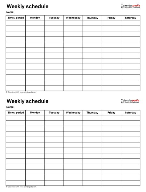 Blank work schedule forms