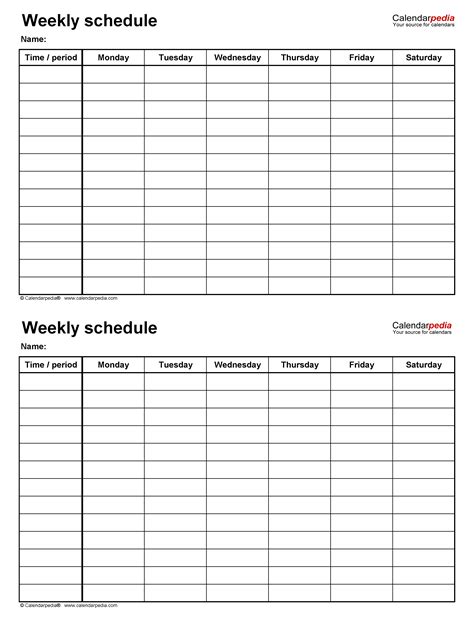 Blank Work Schedule Forms