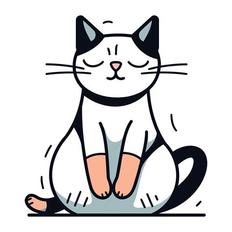 Cute Cartoon Cat Sitting On The Floor Vector Illustration In Doodle Style 33240847 Vector Art