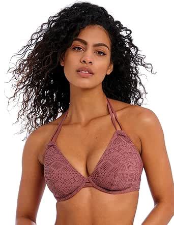 Amazon Freya Womens Sundance Underwire Bandless Halter Bikini Top Nutmeg 36E US