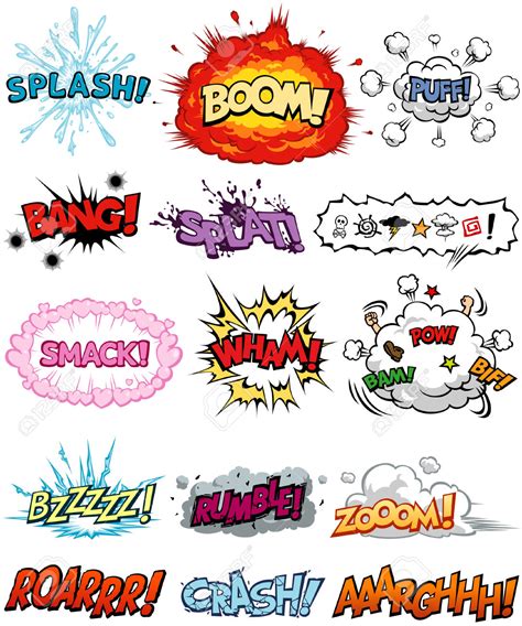 Comic Clipart Onomatopoeia Pencil And In Color Comic Clipart Onomatopoeia