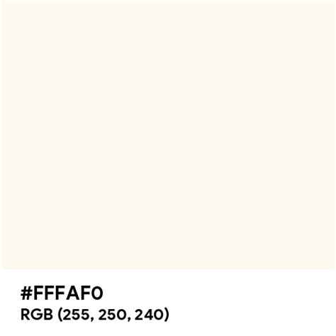 Floral White color hex code is #FFFAF0