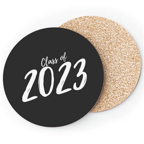 Class Of 2023 Simple Typography Black 2023 Class Of Graduation Design Coasters Sold By