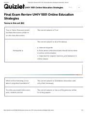 Final Exam Review UNIV 1001 Online Education Strategies Flashcards