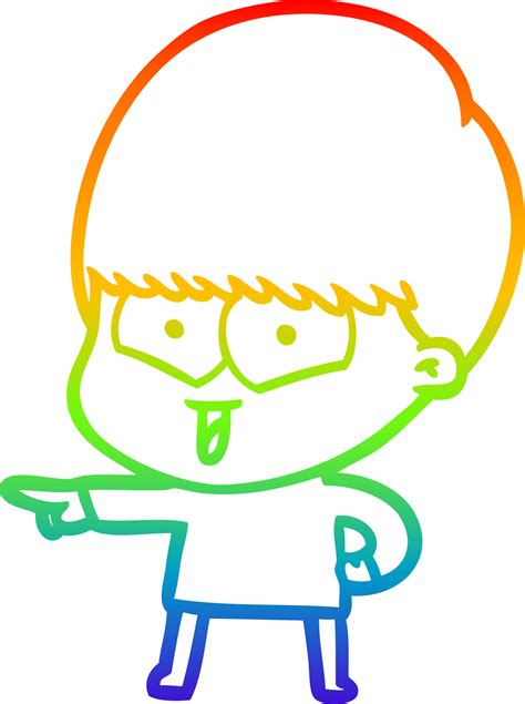 Rainbow Gradient Line Drawing Cartoon Happy Boy 39944526 Png