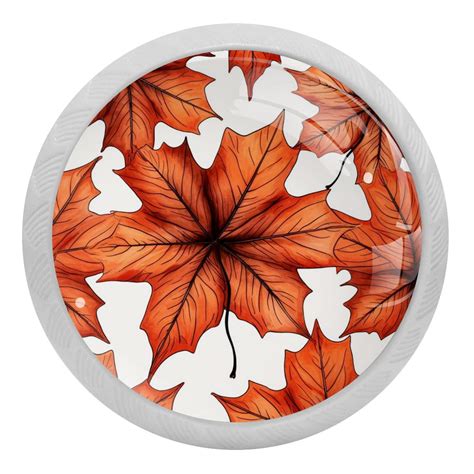 Maple Leaves Glow In The Dark Round Drawer Pulls 4 Pack Fluorescent