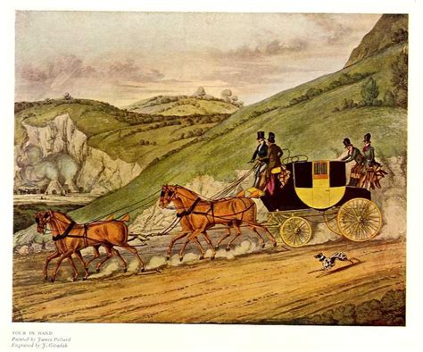 Horses Four In Hand Stagecoach Whip Reigns Antique Color Print