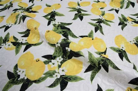 Lemon In Blossom Jacquard Fabric/Italian Cotton Jacquard Lemon Print ...