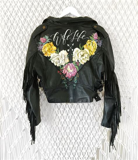 Hand Painted Leather Jacket Boho Bride Modern Bride Style