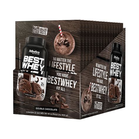 BEST WHEY PROTEIN DOUBLE CHOCOLATE15 SACHÊS ATLHETICA Foco