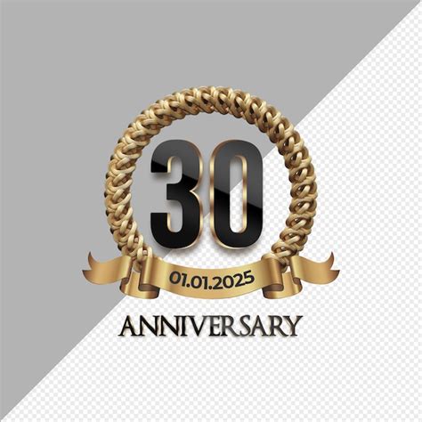 Premium Psd 30th Anniversary Celebration Logo With Gold Number Glitter Color Anniversary Or