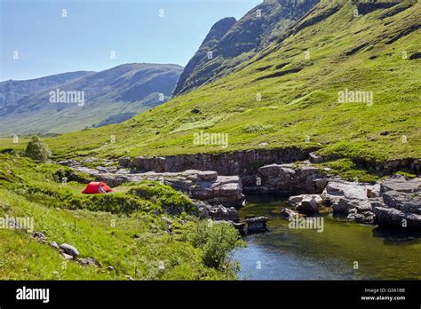 Camping by the River Etive in Glen Etive. Argyllshire, Scotland Stock ...