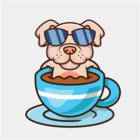 Cute Dog In A Cup Of Coffee Vector Cartoon Illustration 29095143 Vector ...