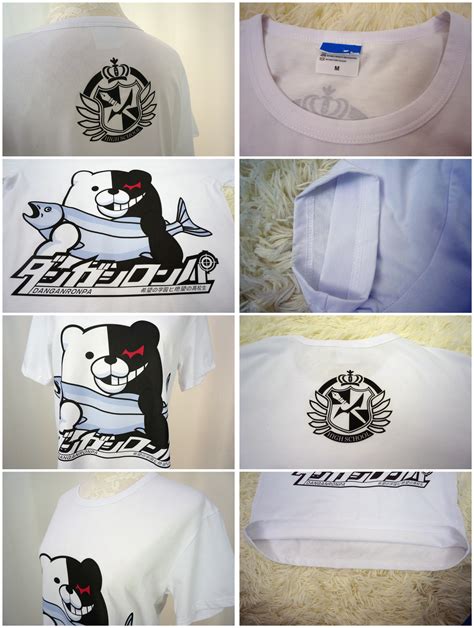 Loose Dangan Ronpa モノクマprincipal Blackwhite Bear With Fish T Shirt Top
