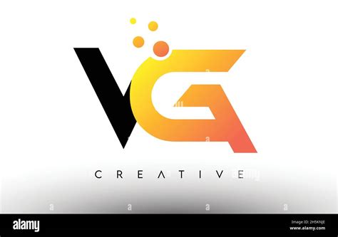 VG Black Orange Letter Logo Design VG Icon With Dots And Bubbles