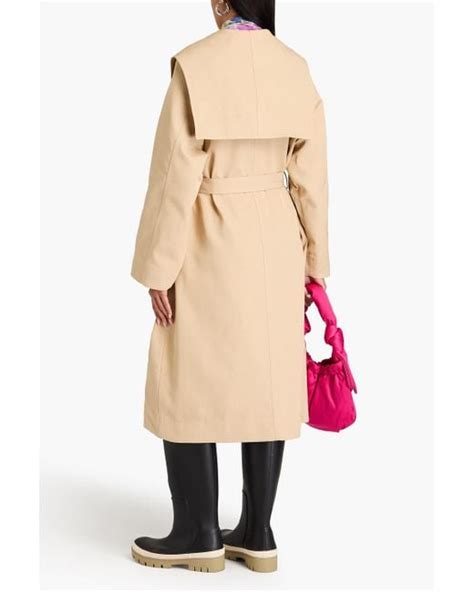 Ganni Oversized Twill Trench Coat In Natural Lyst