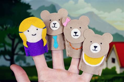 Goldilocks The Three Bears Finger Puppet Set Felt