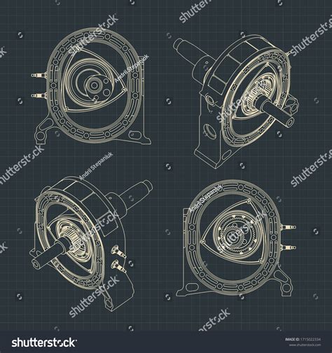 Stylized Cutaway Vector Illustration Rotary Engine Stock Vector