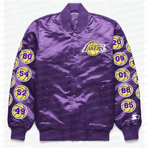 Satin Starter Patches Exclusive Los Angeles Lakers Purple Jacket