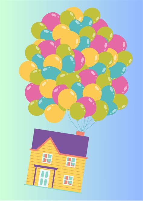 Digital Download up House With Balloons Print Art Wall Art Home Decor ...