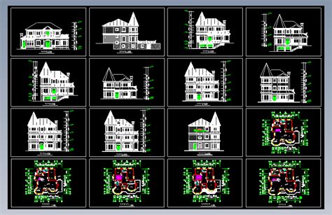 二层别墅建施方案图autocad 2000模型图纸下载 懒石网