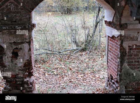Arched Window Openings Of A Destroyed Abandoned Building Broken